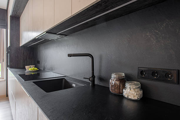 sintered stone black kitchen