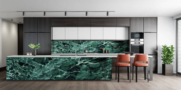 green luxury kitchen surfaces