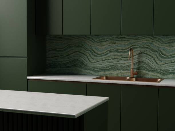 green luxury kitchen surfaces