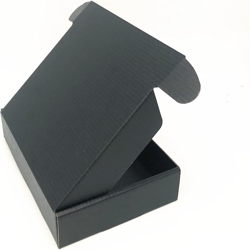black corrugated boxes