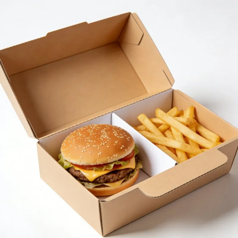 カスタム印刷のハンバーガーボックス、環境に優しいクラフト食品包装箱