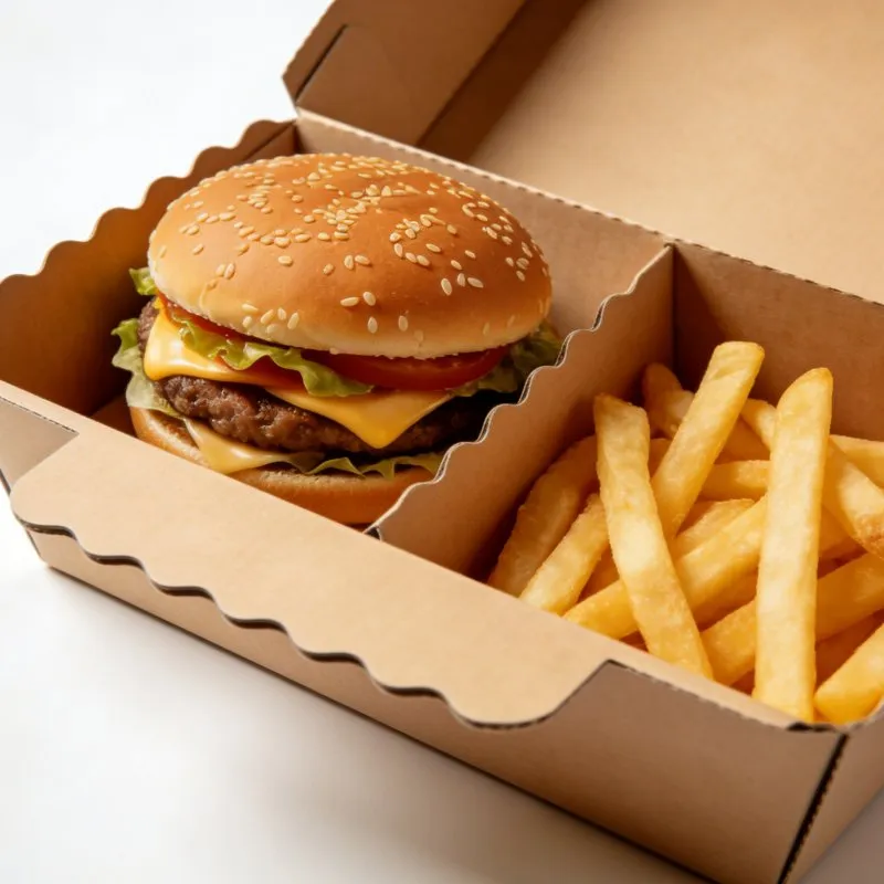 カスタム印刷のハンバーガーボックス、環境に優しいクラフト食品包装箱