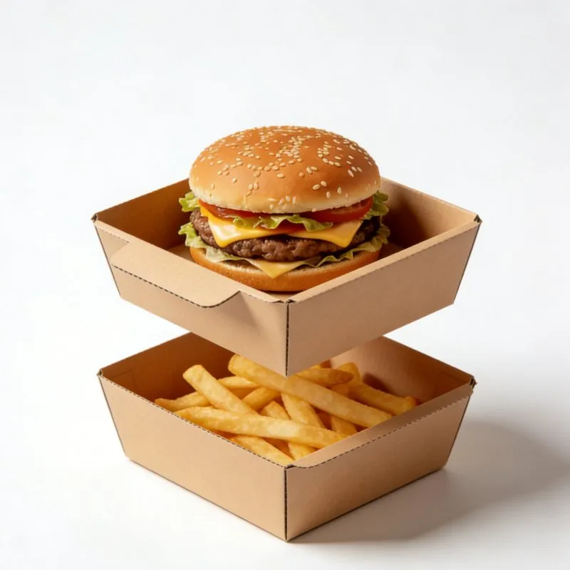 カスタム印刷のハンバーガーボックス、環境に優しいクラフト食品包装箱