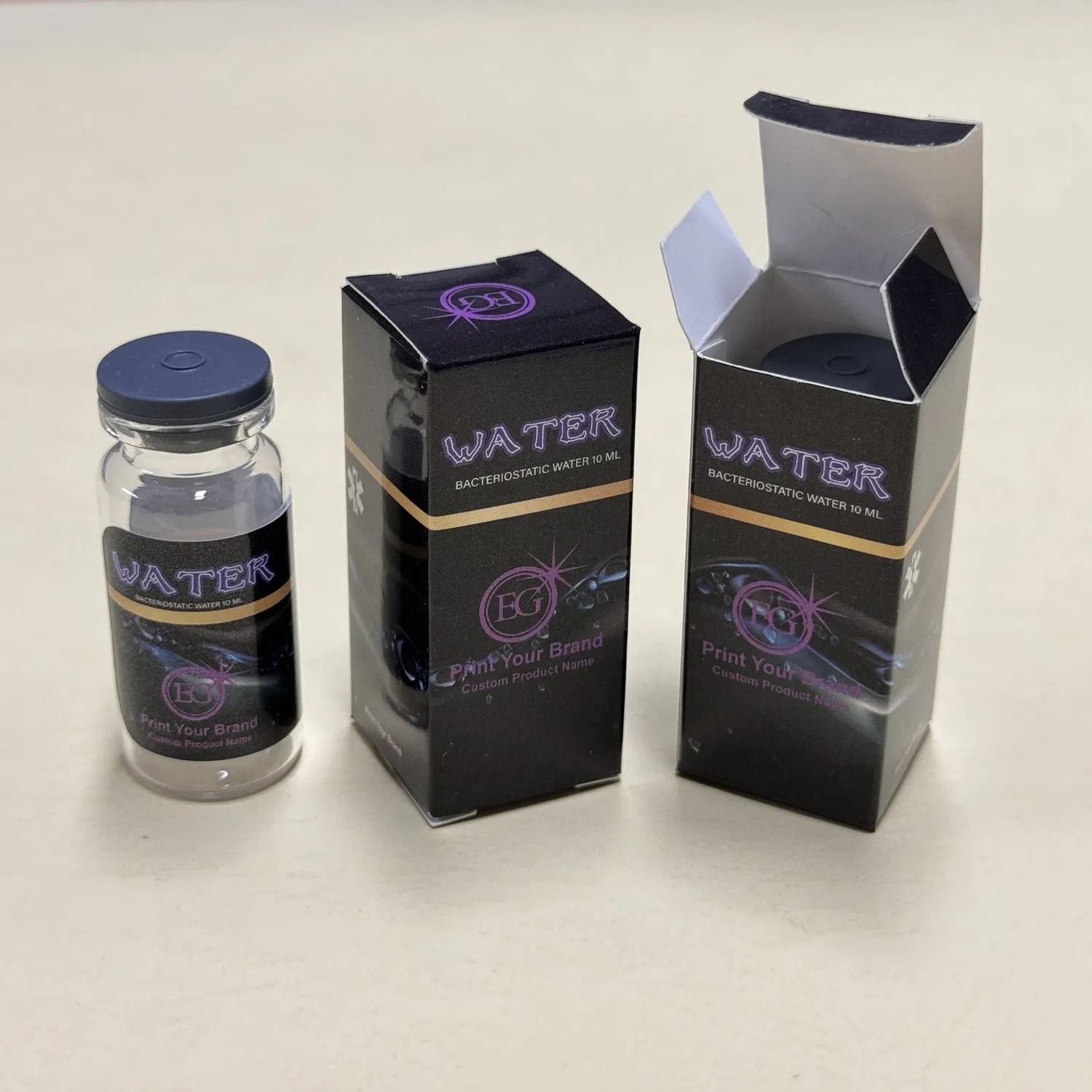 抗菌性水 10ml ガラスバイアル入り、特製印刷パッケージボックス付き