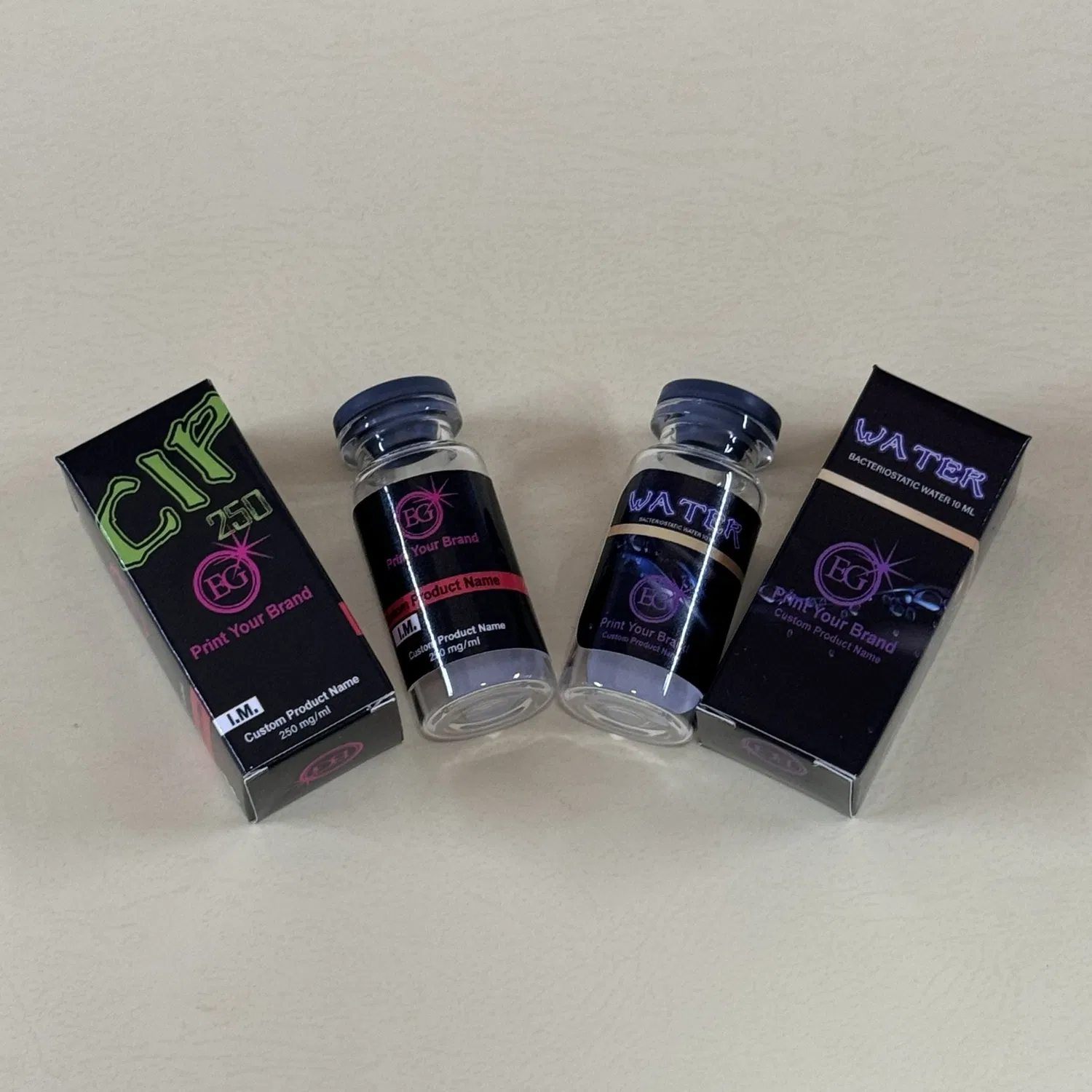 抗菌性水 10ml ガラスバイアル入り、特製印刷パッケージボックス付き