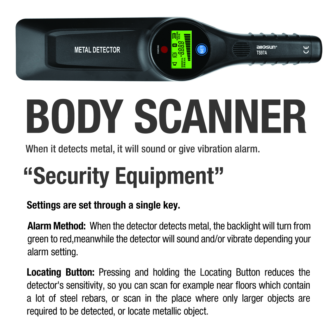 Rechargeable Security Detector Wand Body Scanner