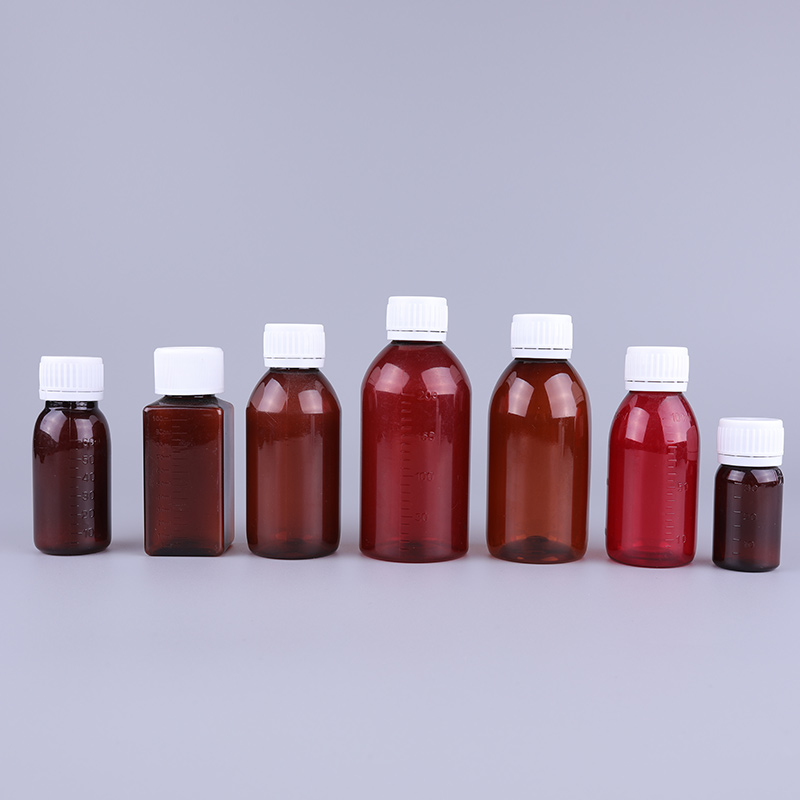 Empty 30m Portable Amber Plastic PET Syrup Bottles with Tamper Evident Cap