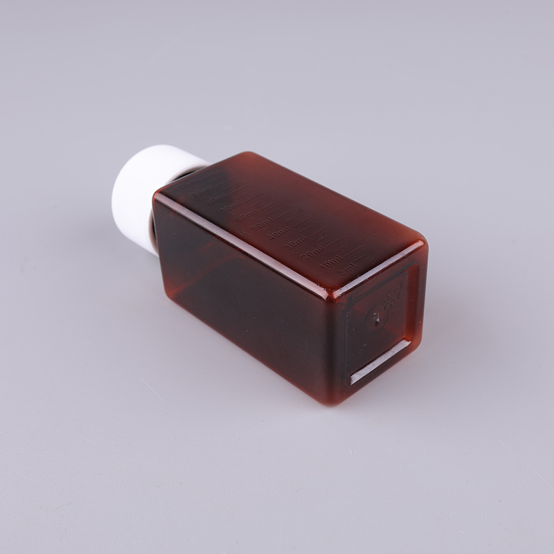 100ml Amber Square Shape Syrup Liquid Bottle with Resistant Cap for Cough Syrup Pharmaceutical Package