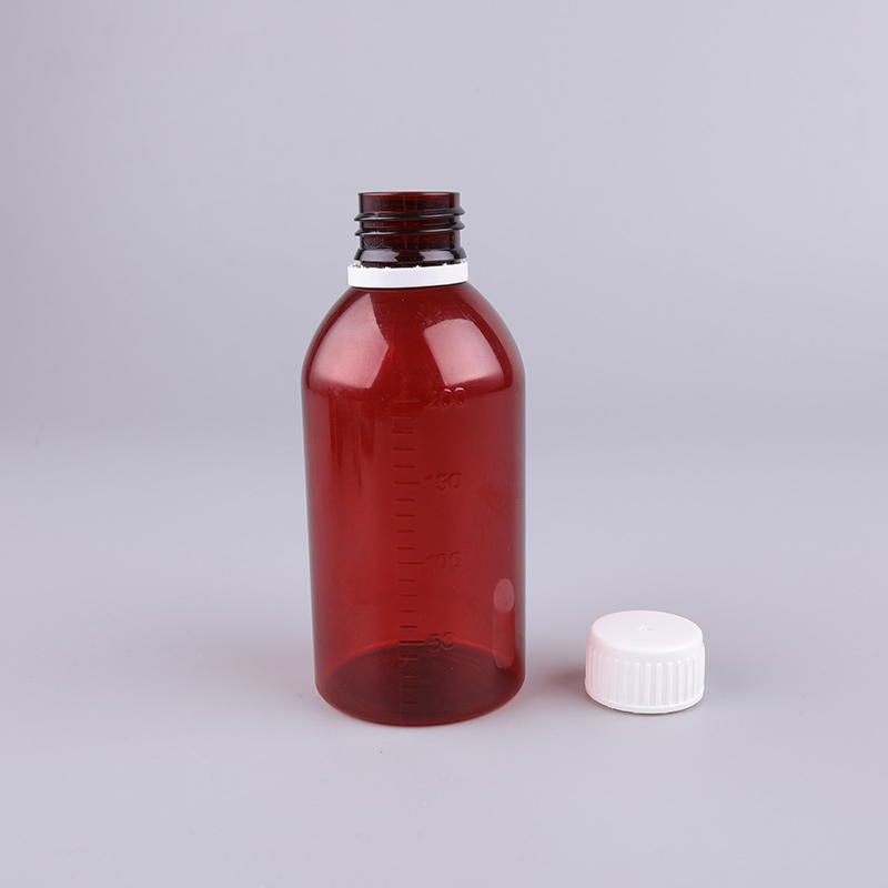 200ml Medical PET Liquid Plastic Amber Cough Syrup Bottle with Child Proof and Insurance Cap