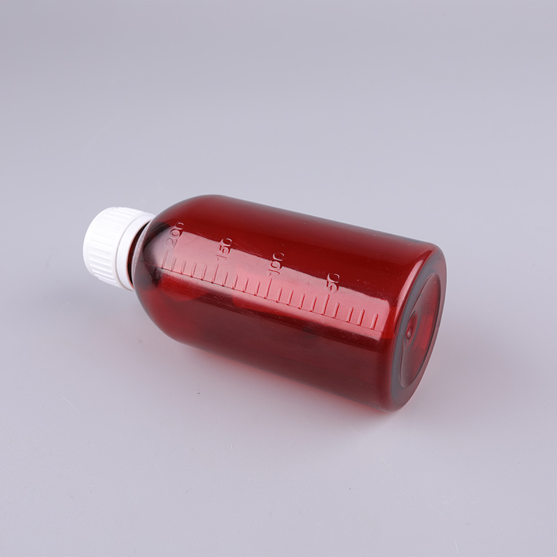 200ml Medical PET Liquid Plastic Amber Cough Syrup Bottle with Child Proof and Insurance Cap