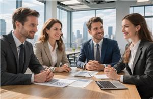 Adegan rundingan perniagaan pelanggan luar negara