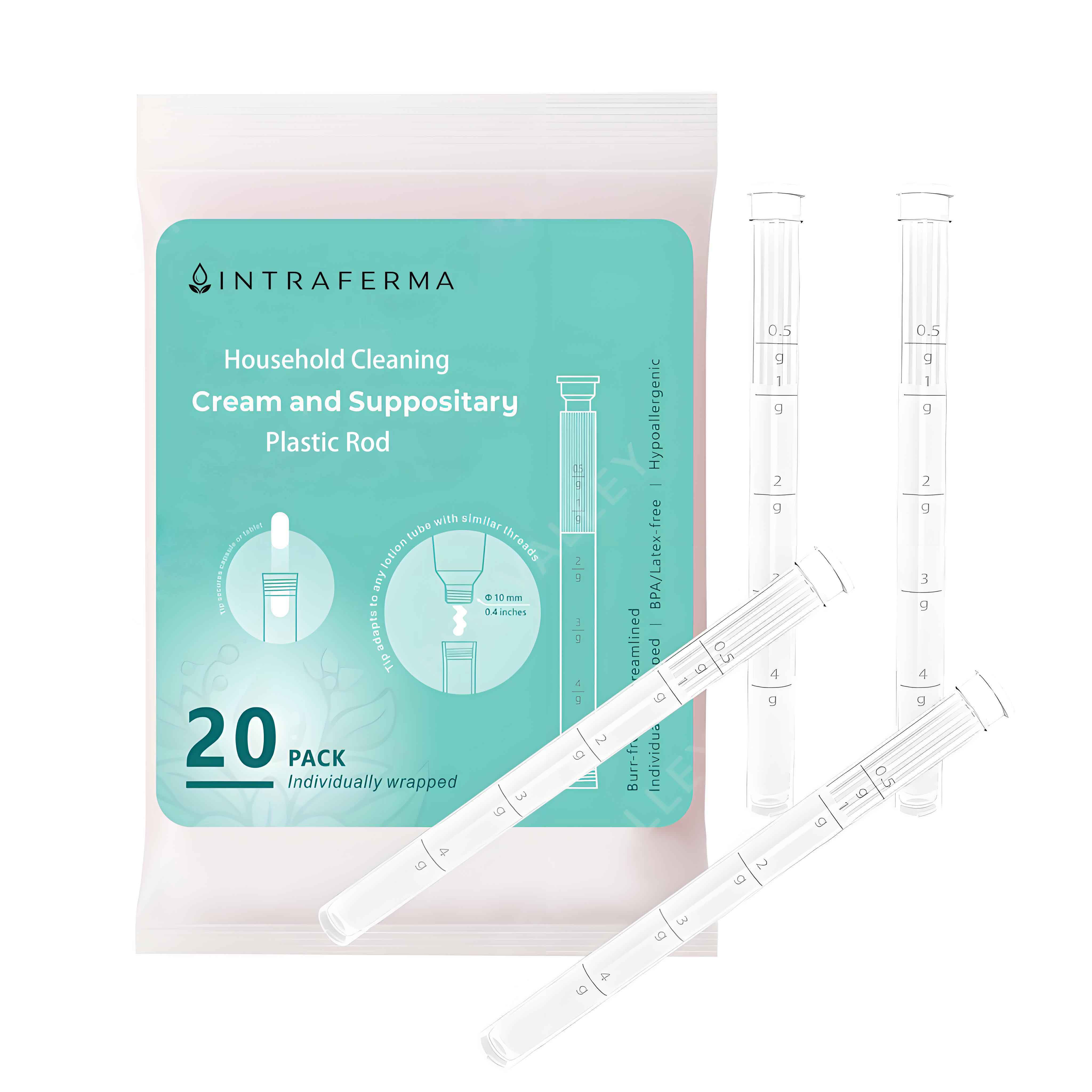 Disposable Cream Plastic Rod for Household Cleaning, 20-Pack with 0.5g–4g Dosage Markings; Suitable for Ointments, Creams, Gels