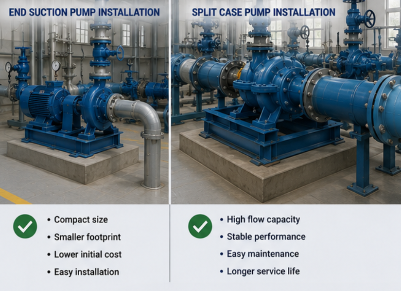 end suction pump vs split case pump