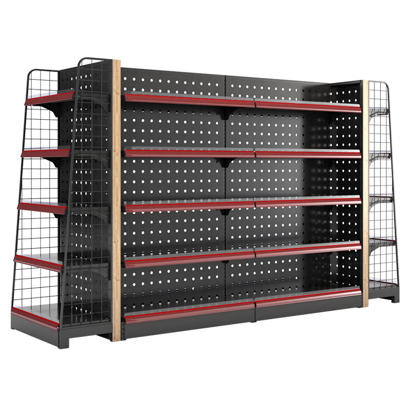 White 5-tier stainless steel supermarket grocery shelves