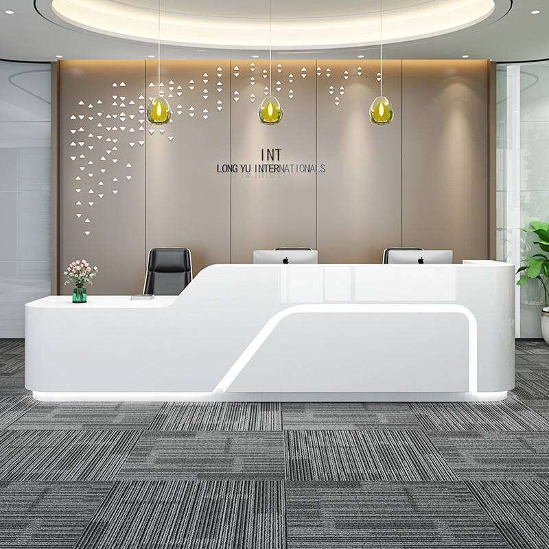 White round Stylish and modern company office reception desk