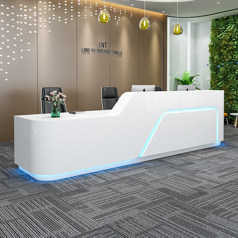White round Stylish and modern company office reception desk