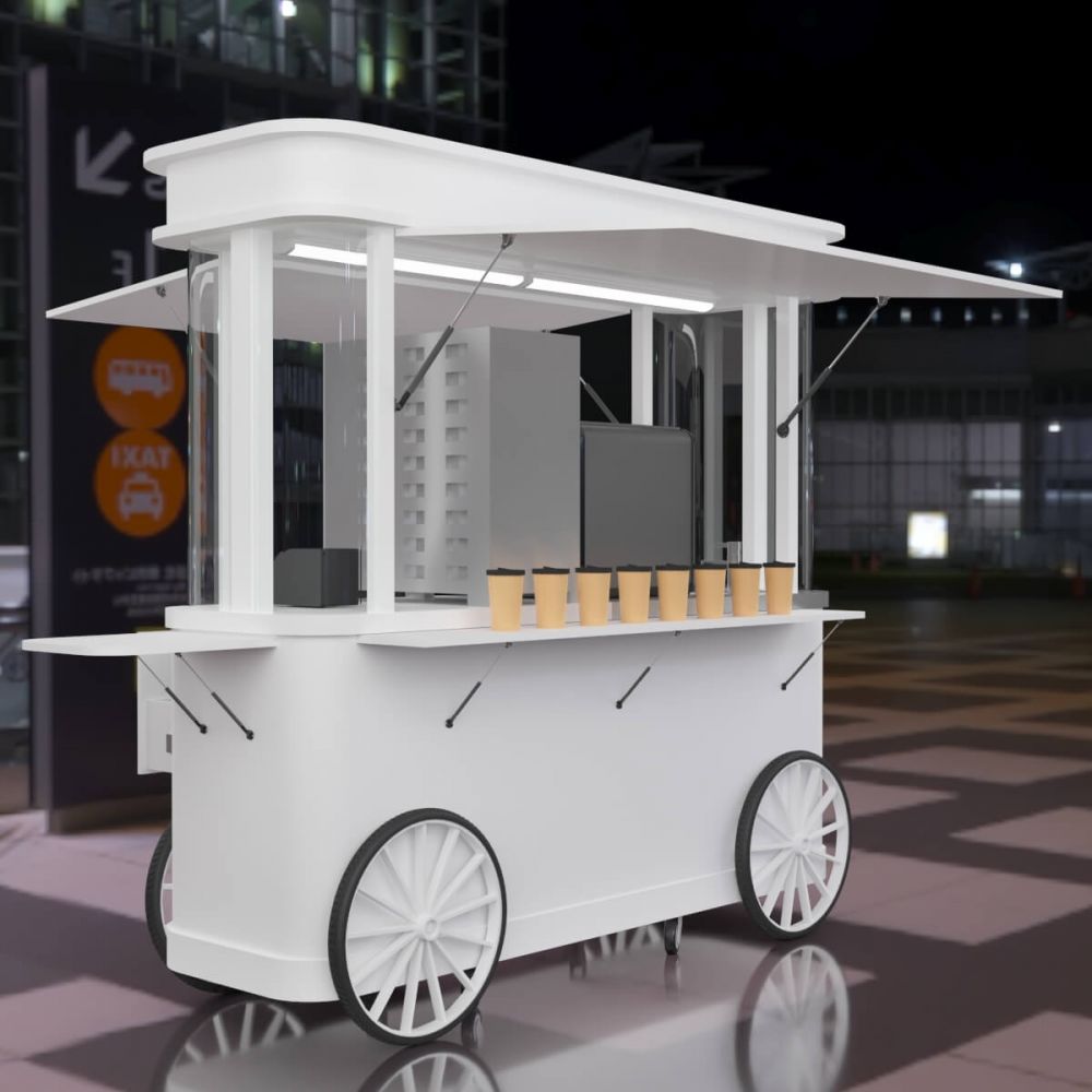 White Ss Retro Expandable Mobile Espresso Stall
