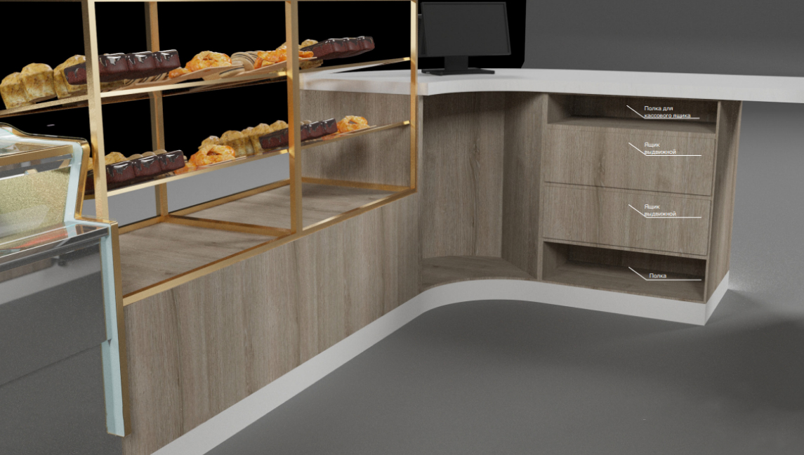 Solid Wood Stripe Shopping Mall Exquisite Baked Goods Bakery Kiosk