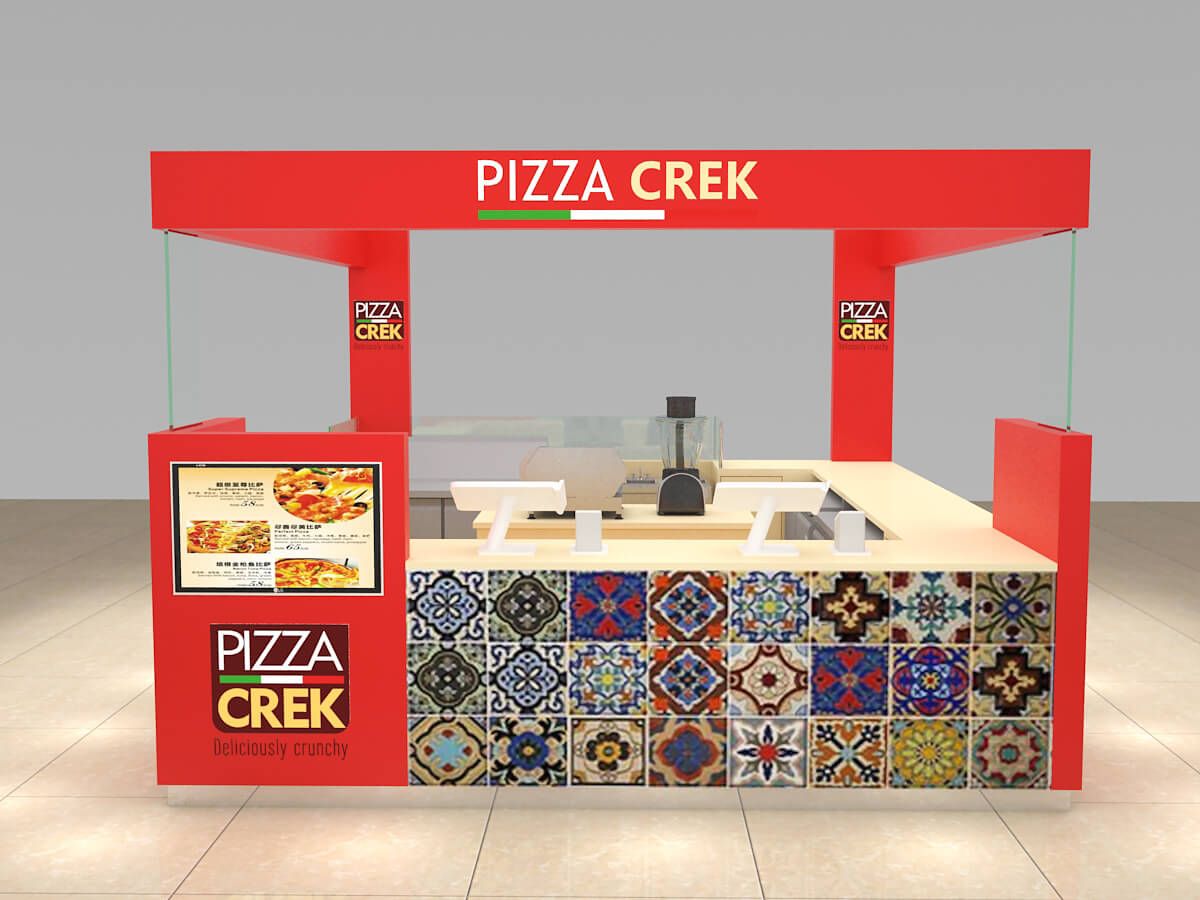 Shopping Center Modern Retail Pizza Display Kiosk
