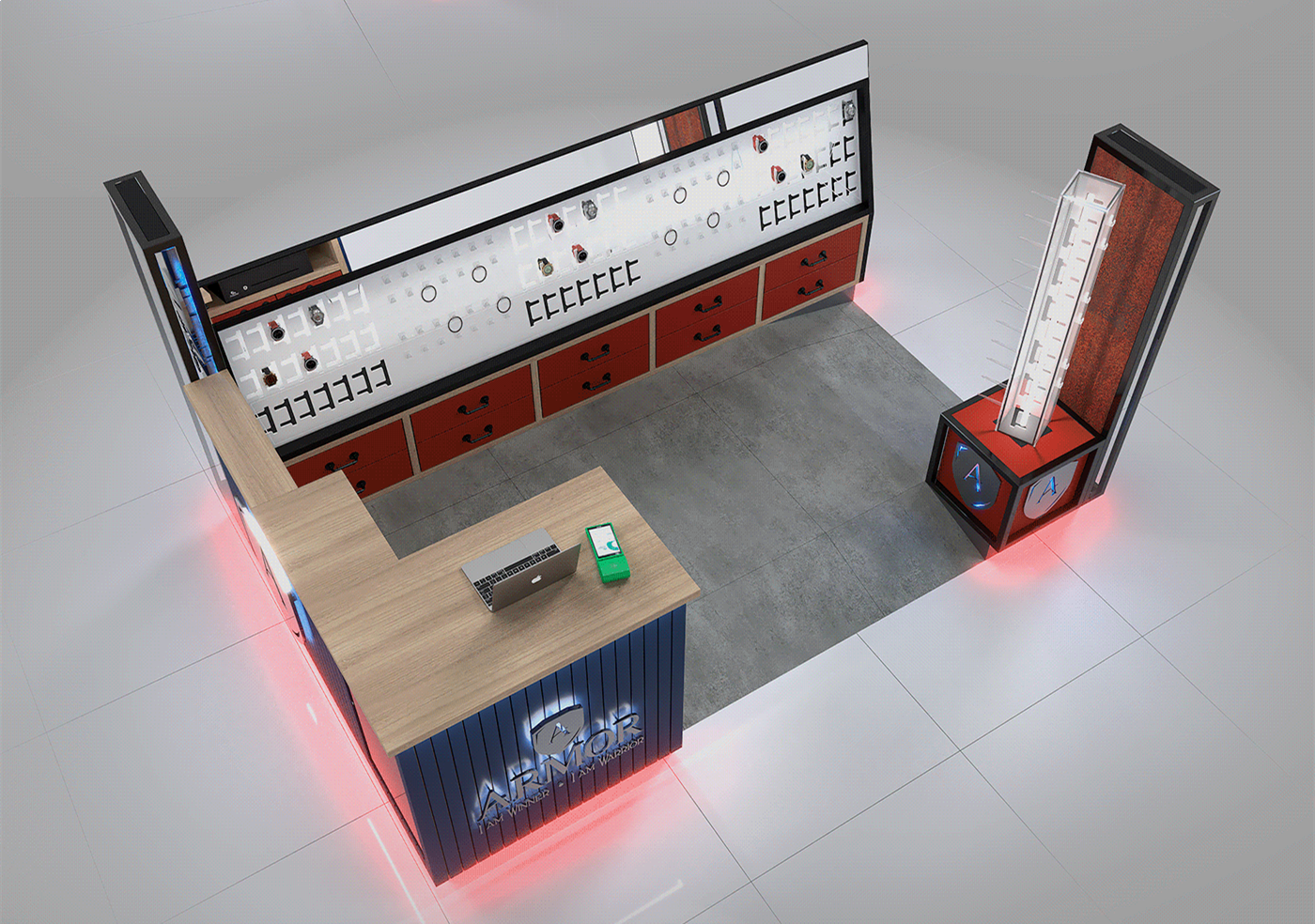 Modern Design Shopping Mall Sunglasses Retail Display Kiosk