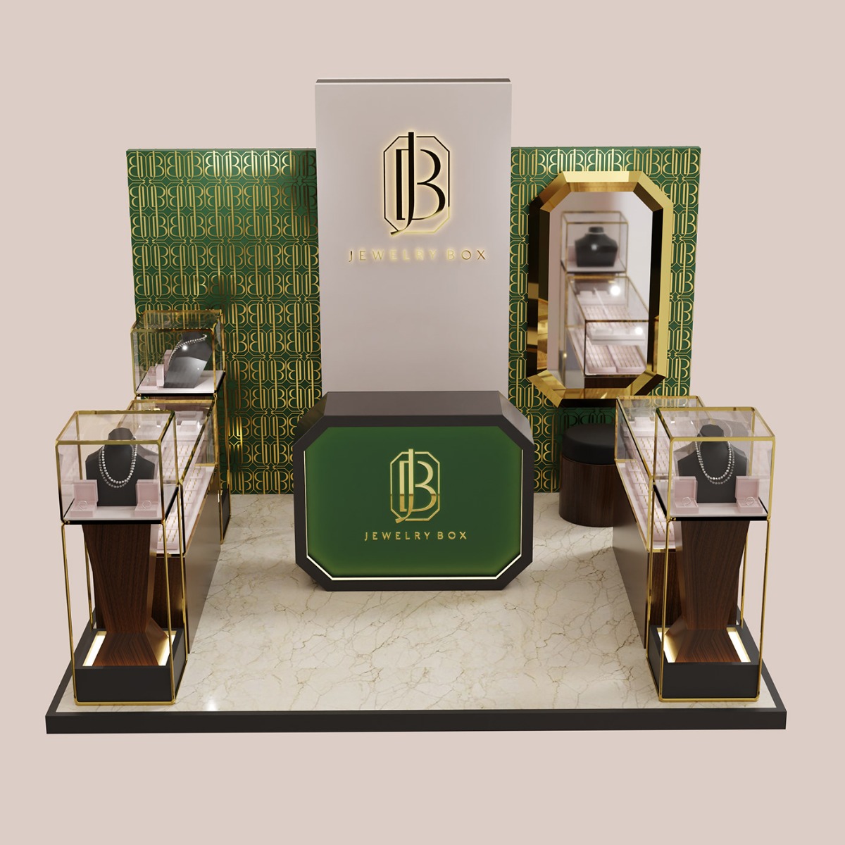 Mall Wood Grain And Ss Retail Display Jewelry Kiosk