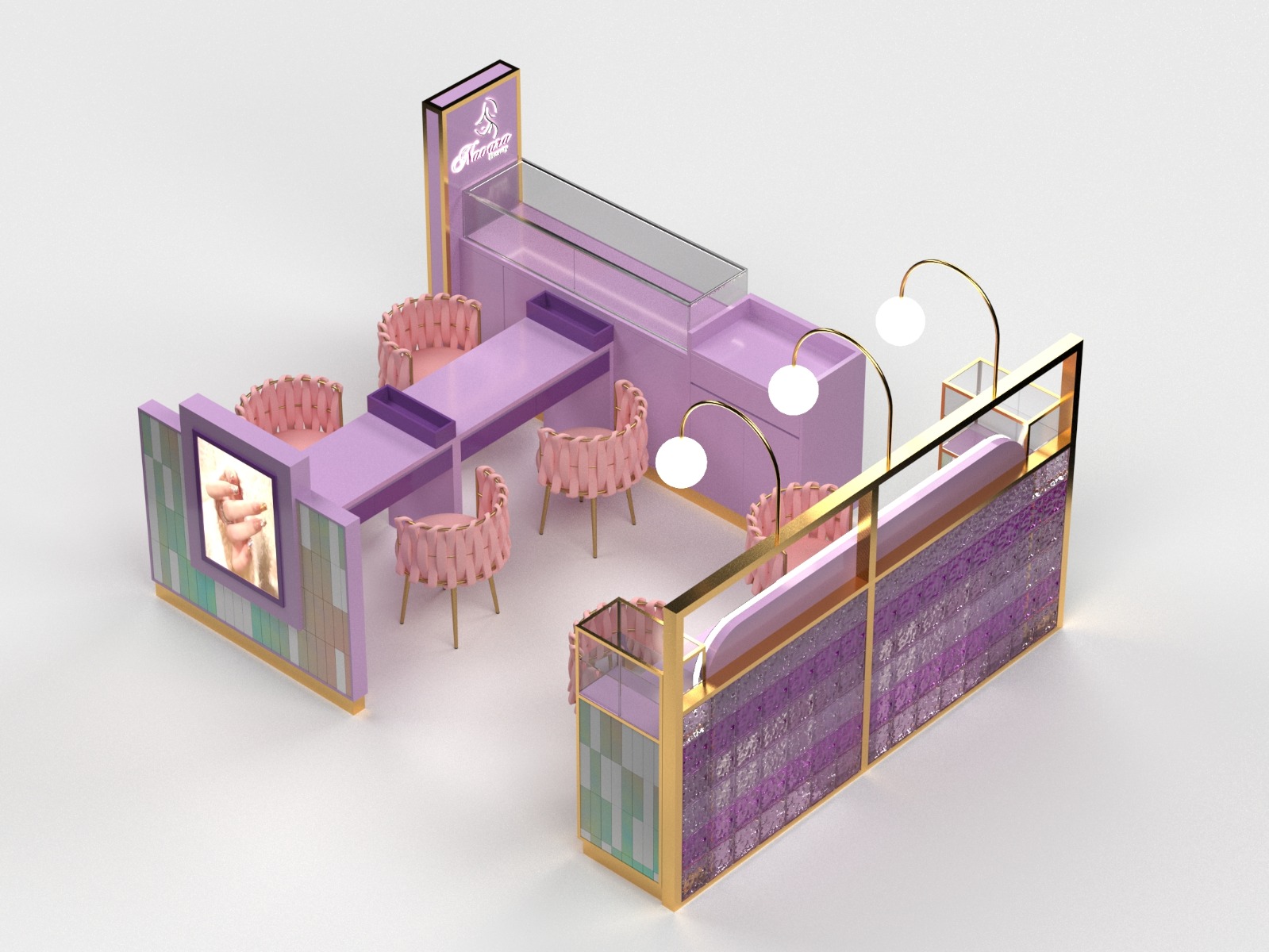 Multi-location nail salon Kiosks in shopping mall