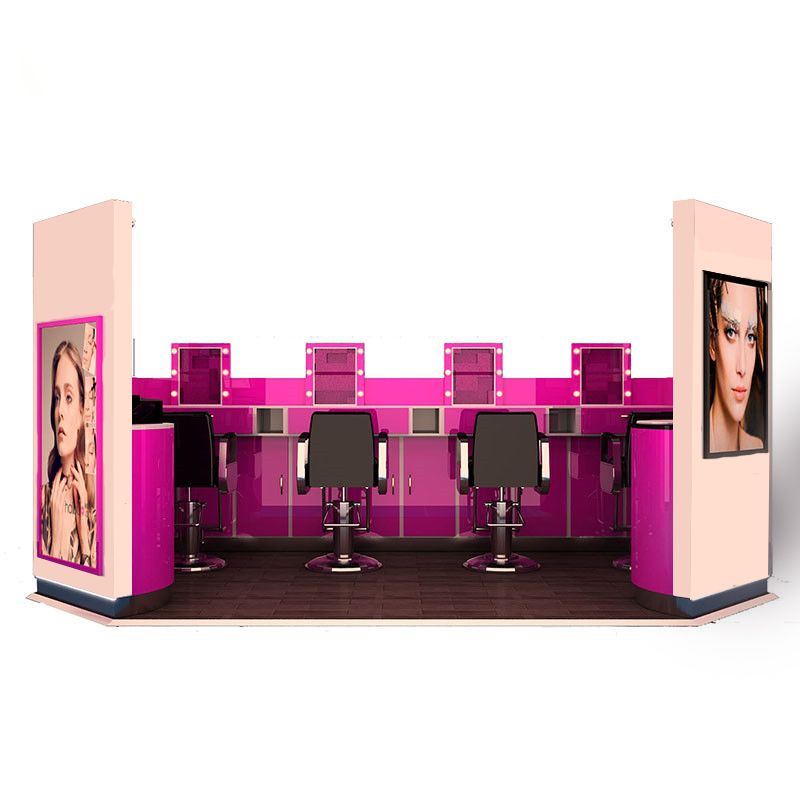 Pink Eyebrow Beauty Kiosk in Multiple Locations in a Mall