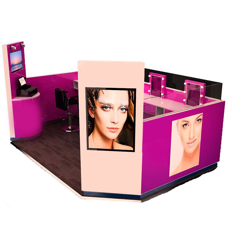 Pink Eyebrow Beauty Kiosk in Multiple Locations in a Mall