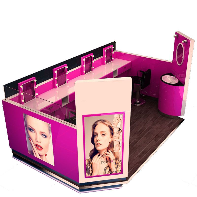 Pink Eyebrow Beauty Kiosk in Multiple Locations in a Mall