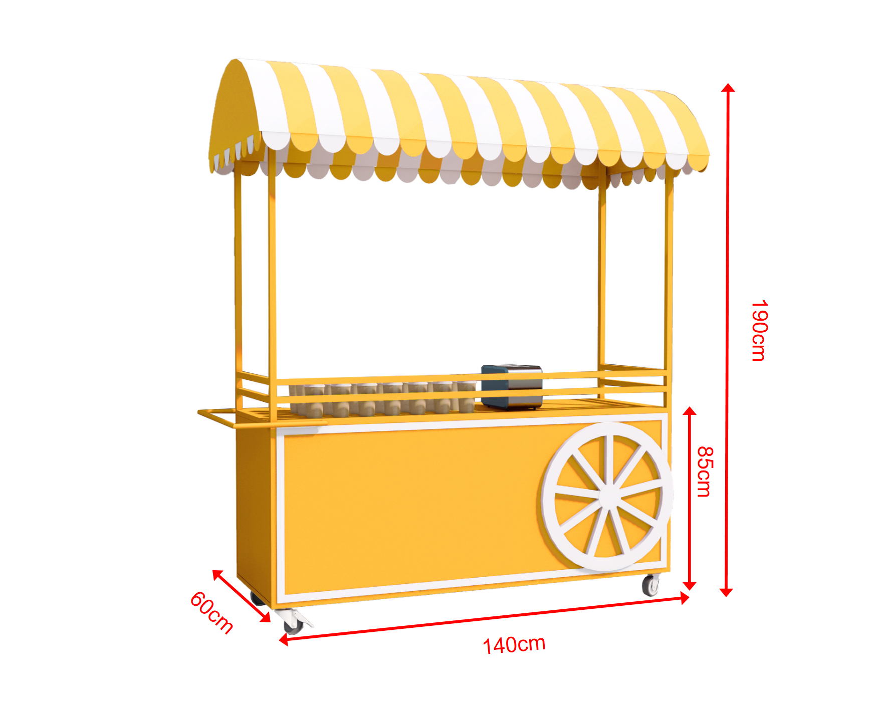 Metal wrought iron mobile food cart