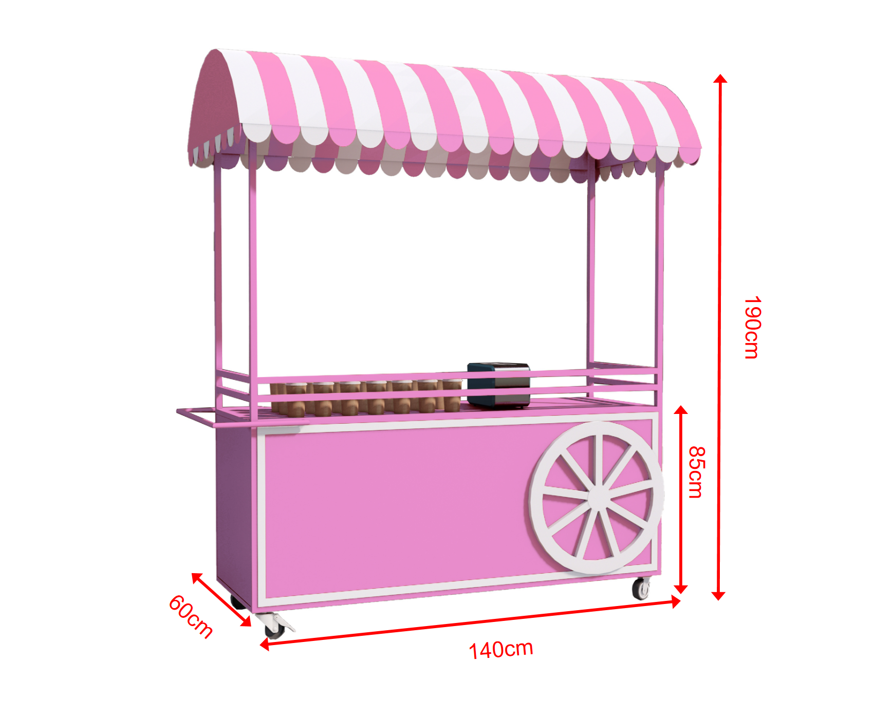 Metal wrought iron mobile food cart