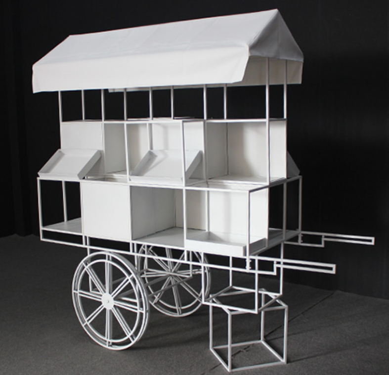 Detachable White Metal Mobile Dessert Cart