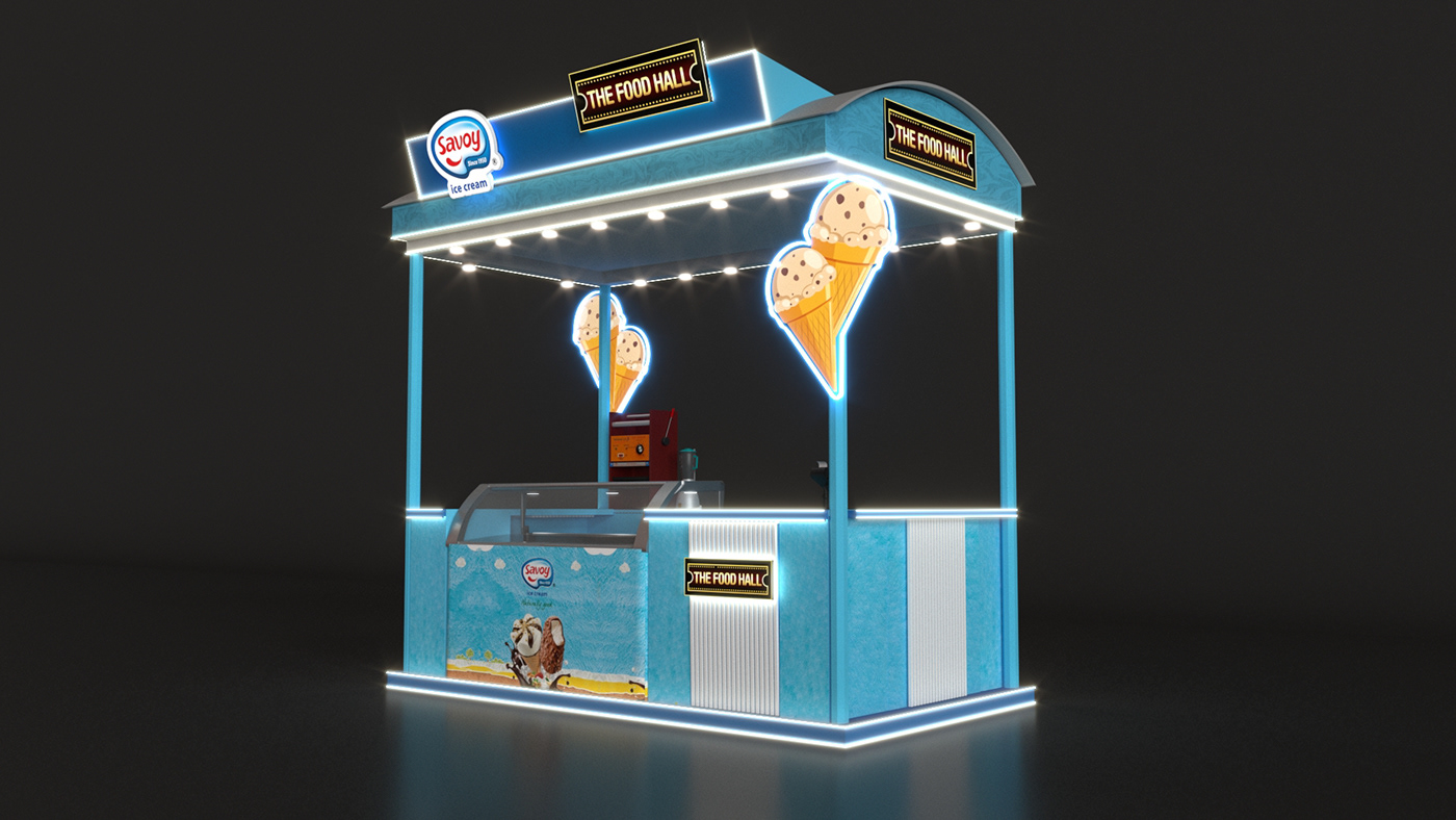 Mobile Indoor Mall Inside Ice Cream Food Stand