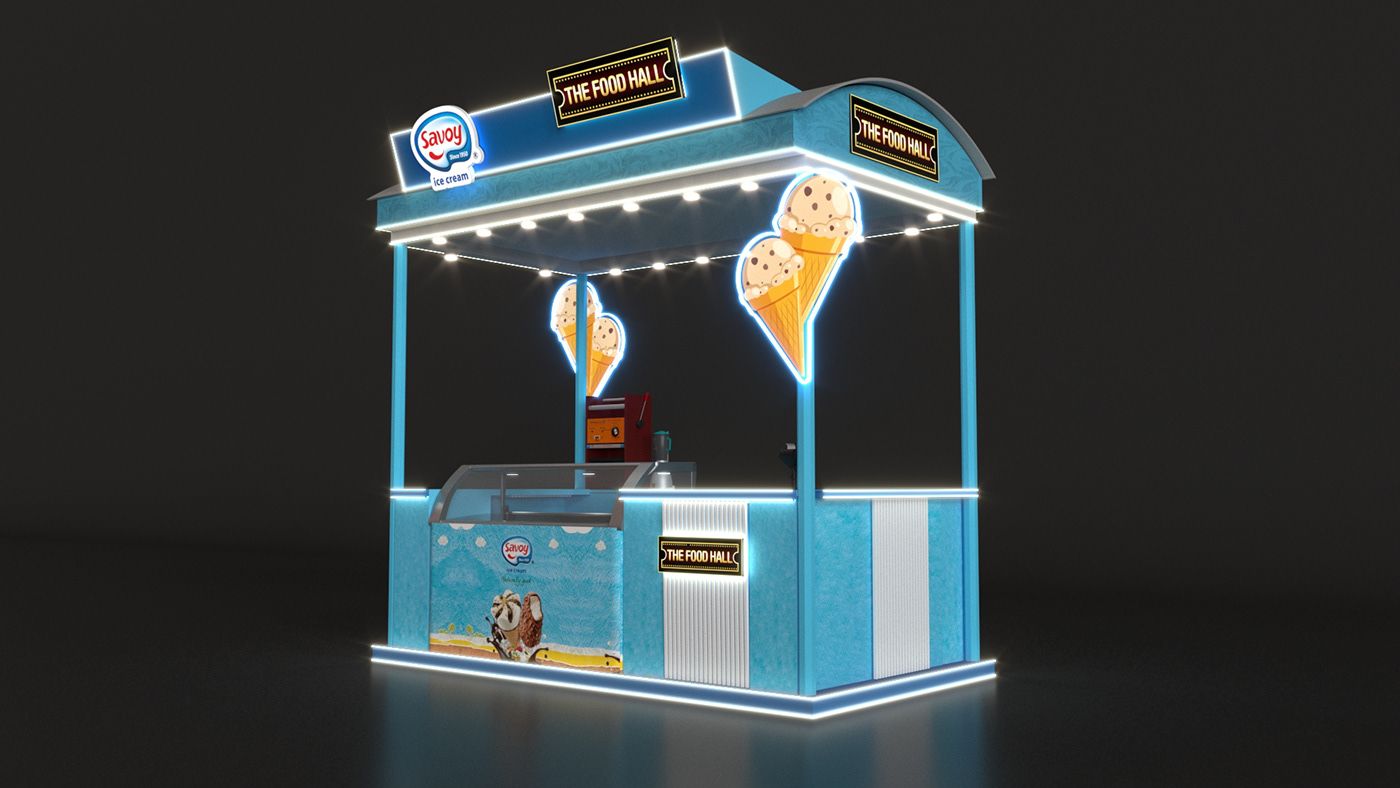 Mobile Indoor Mall Inside Ice Cream Food Stand