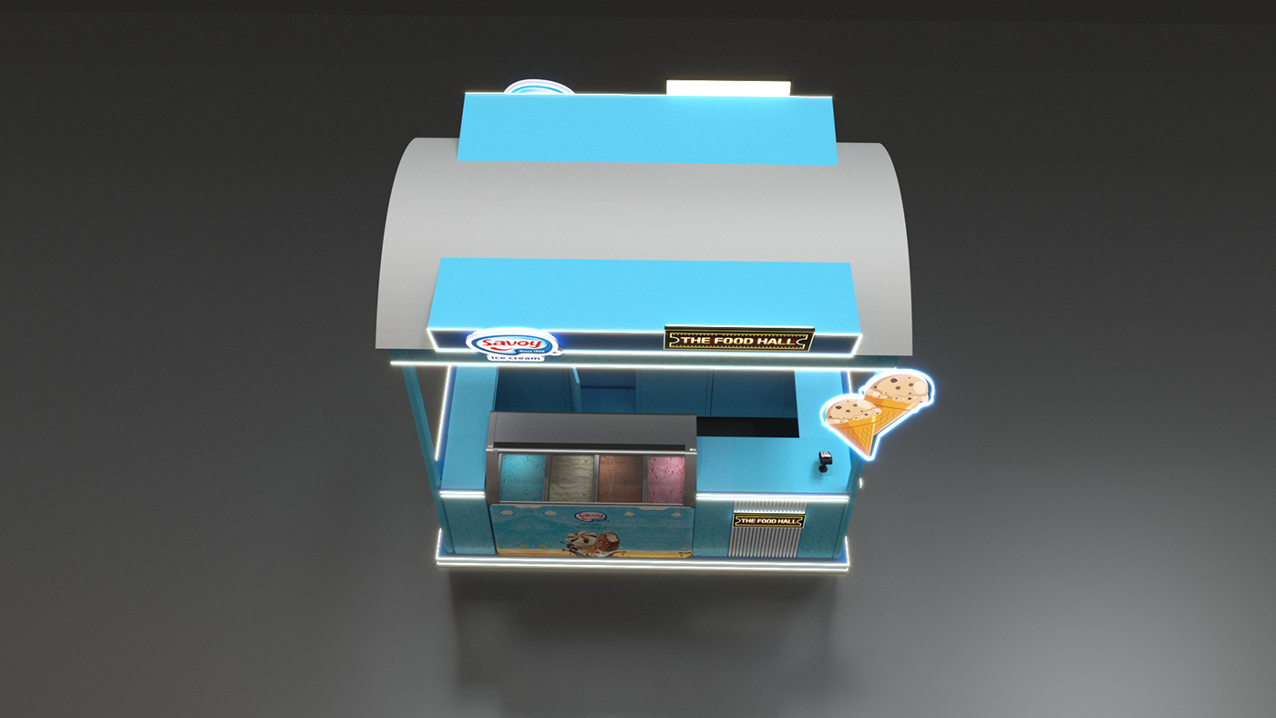 Mobile Indoor Mall Inside Ice Cream Food Stand