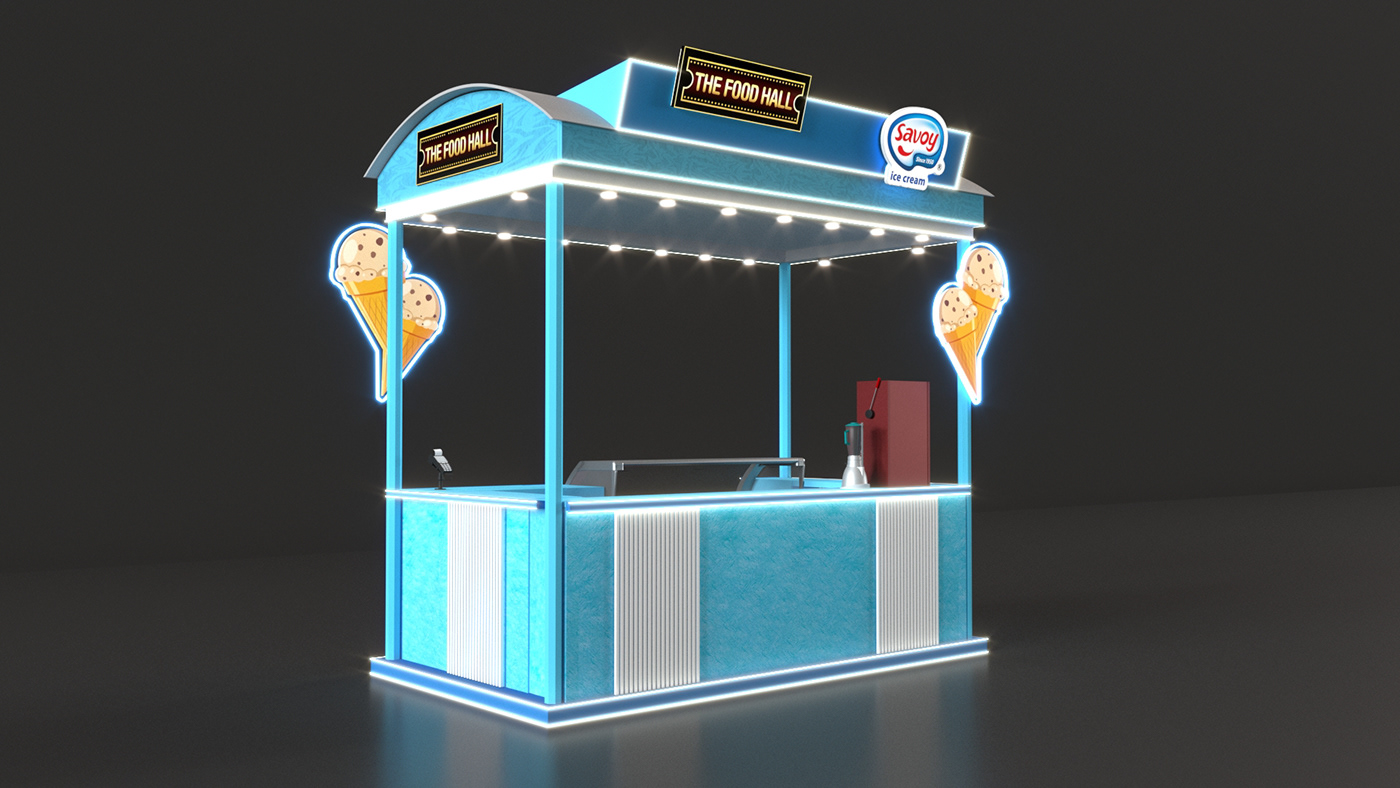 Mobile Indoor Mall Inside Ice Cream Food Stand