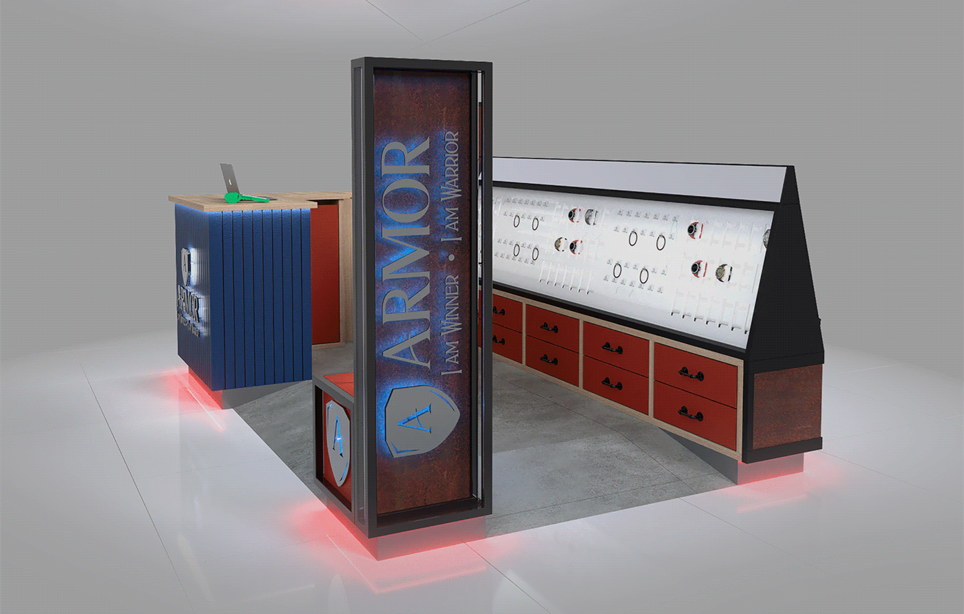 Modern Design Shopping Mall Sunglasses Retail Display Kiosk