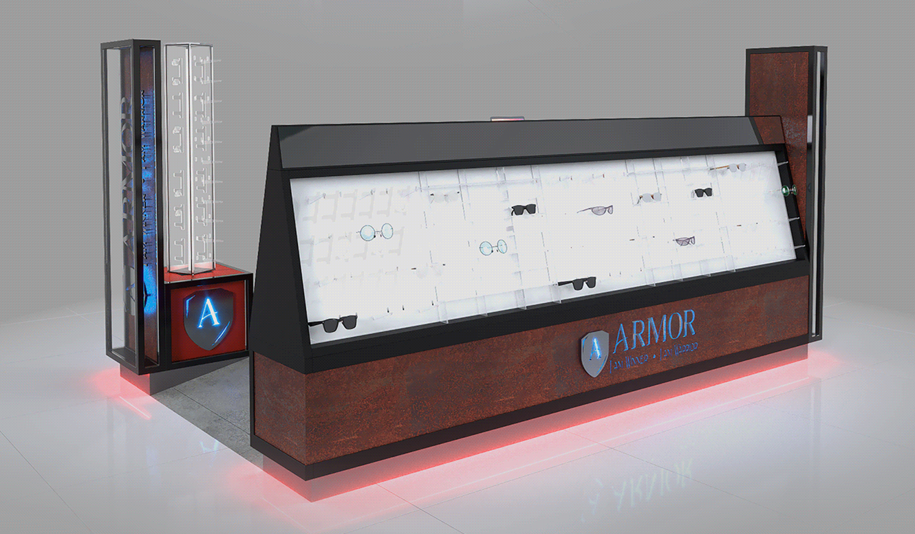 Modern Design Shopping Mall Sunglasses Retail Display Kiosk