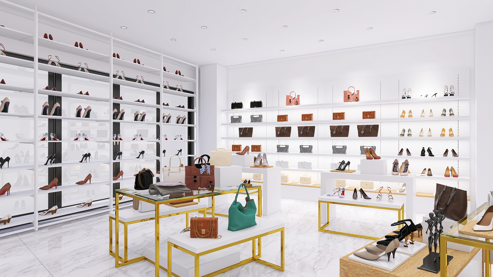 Women's shoe store displays