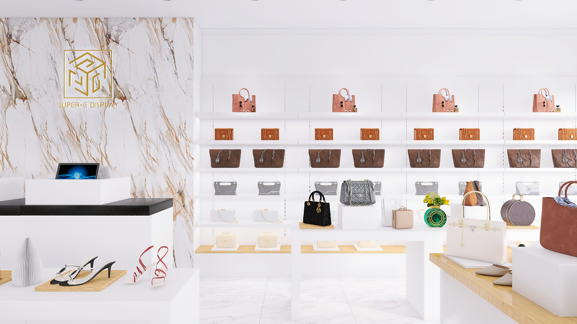 Shoe store display racks