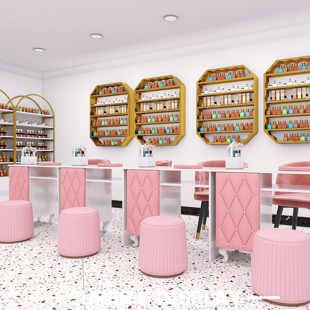 Pink Modern Small Nail Salon Furniture for Malls