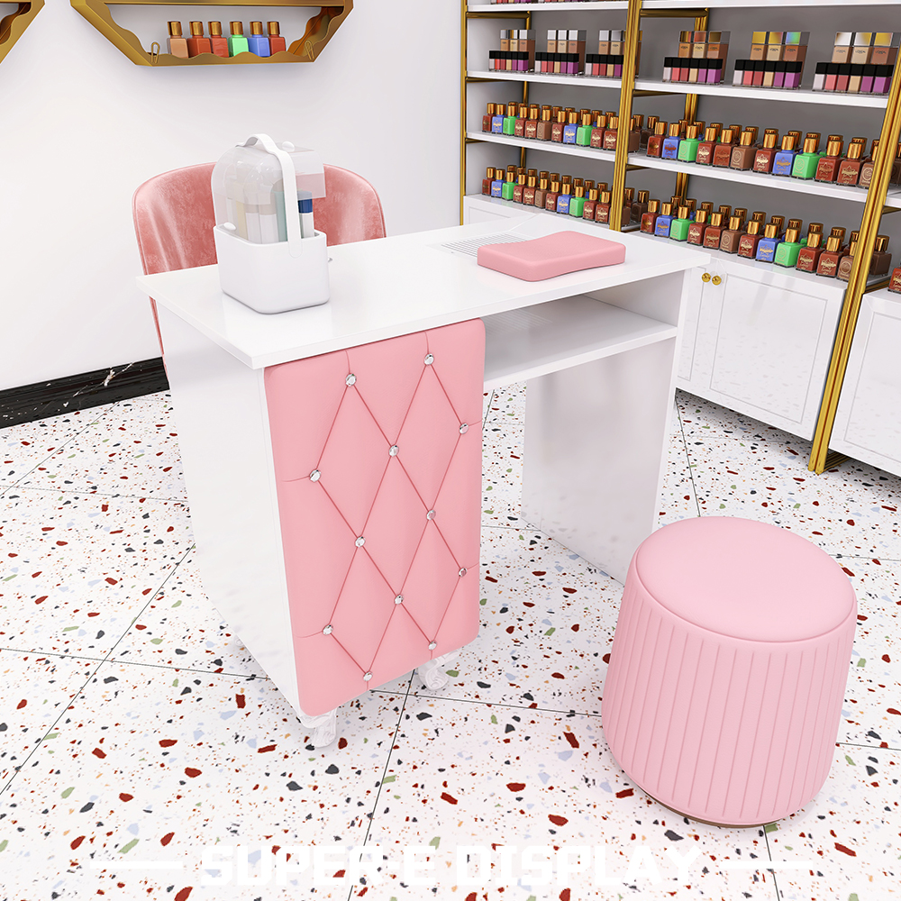 Pink Modern Small Nail Salon Furniture for Malls