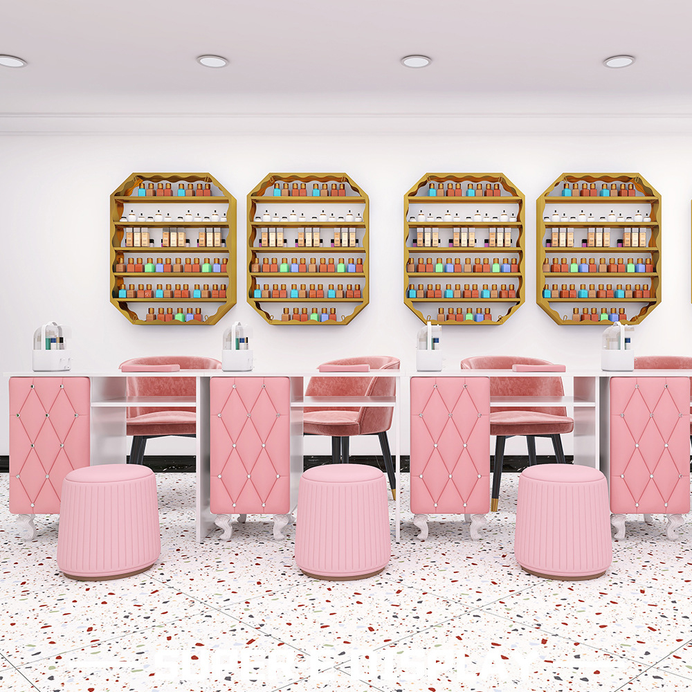Pink Modern Small Nail Salon Furniture for Malls