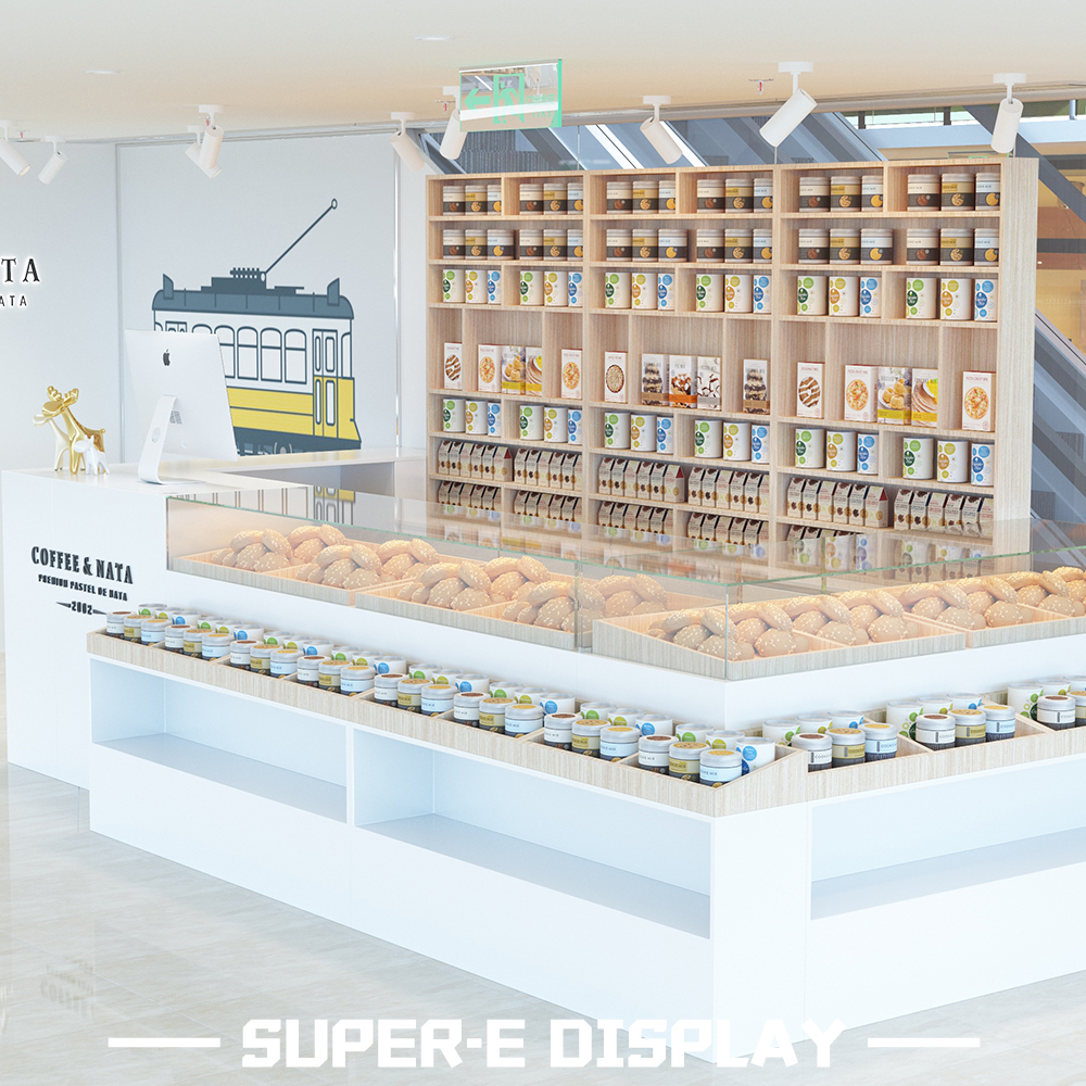 L-Shaped Wooden Glass Bakery Display Cases