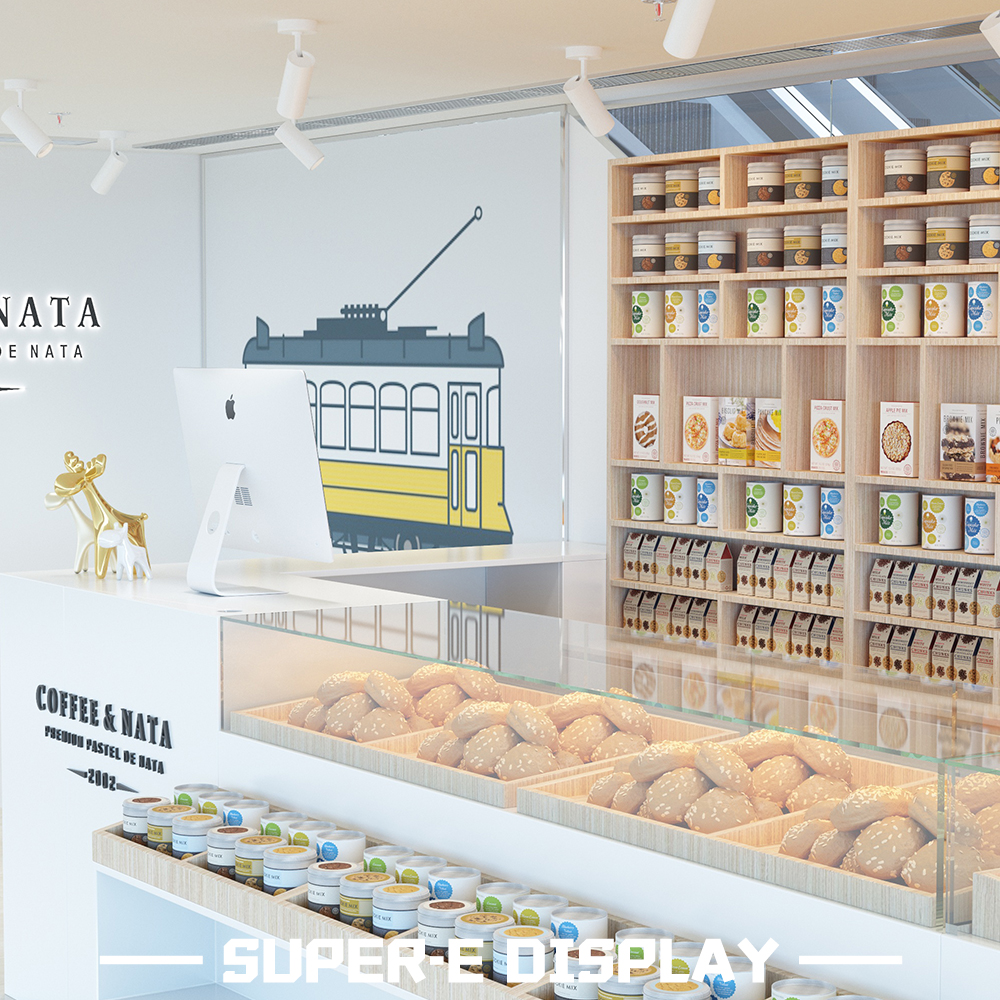 L-Shaped Wooden Glass Bakery Display Cases
