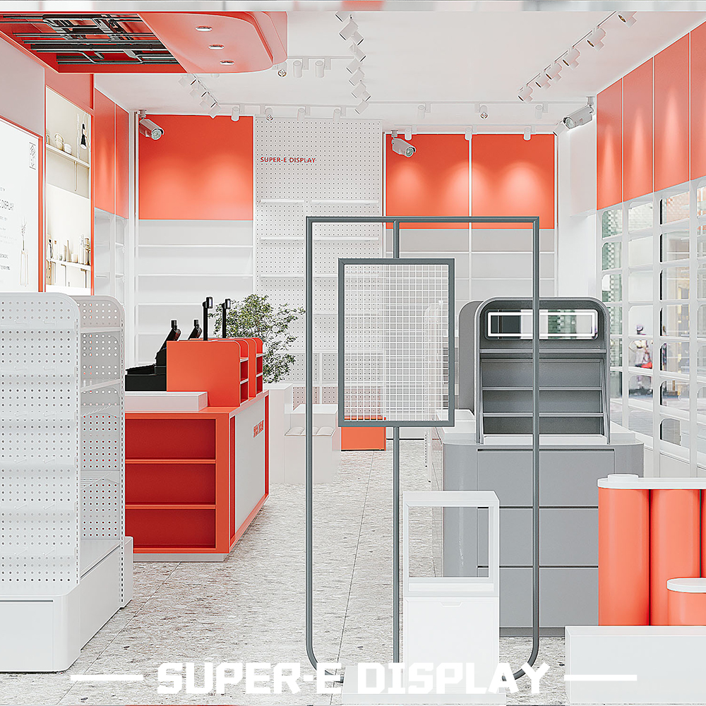 Full Set of Modern Retail Cosmetics Display Stands for Malls