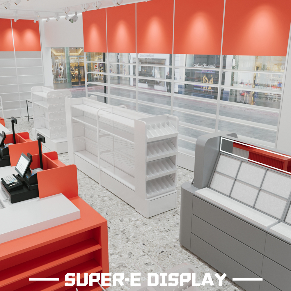 Full Set of Modern Retail Cosmetics Display Stands for Malls