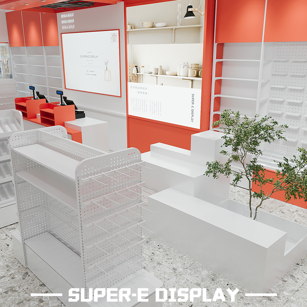 Full Set of Modern Retail Cosmetics Display Stands for Malls