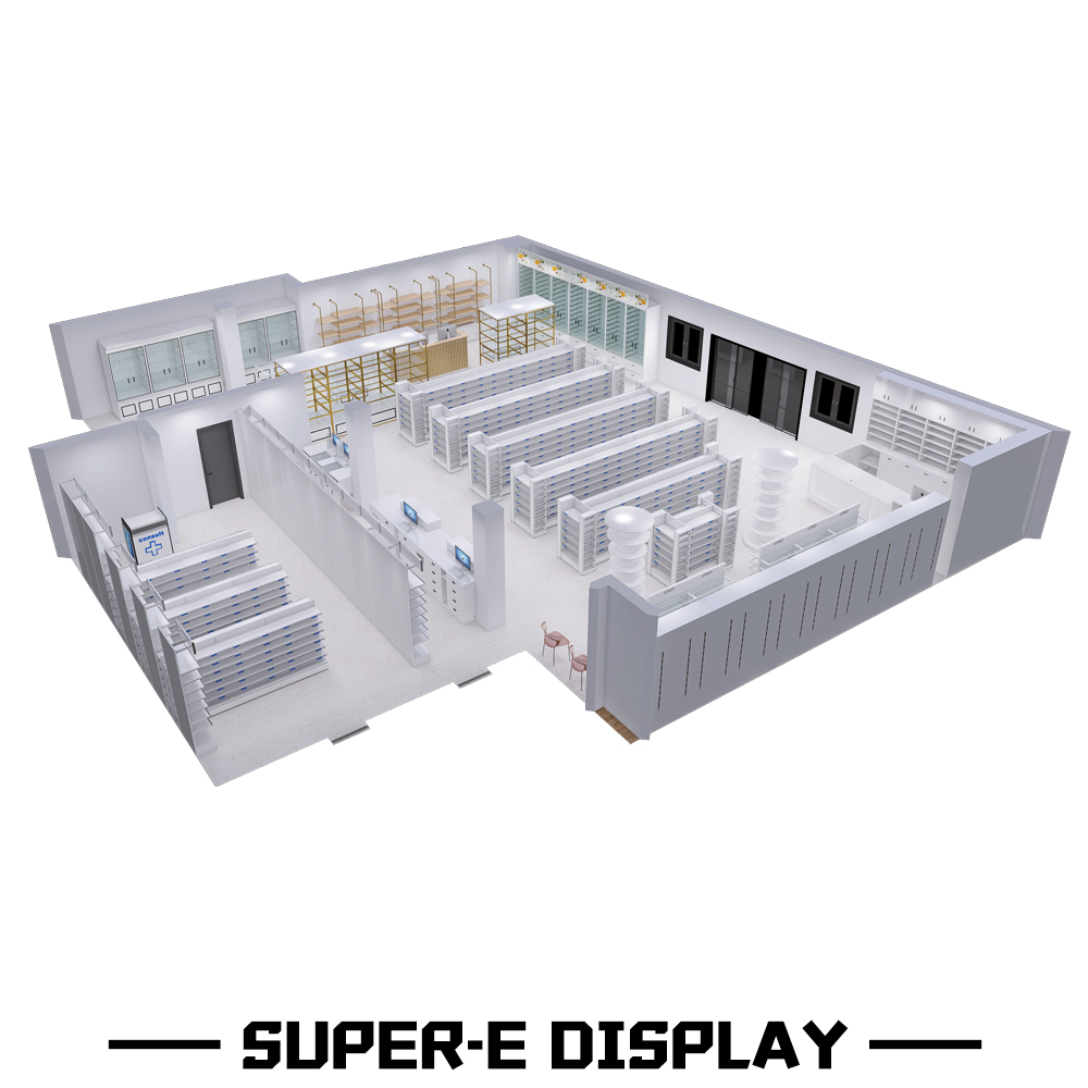 Multi-Function Pharmacy Island Cabinets and Pharmacy Display Rack