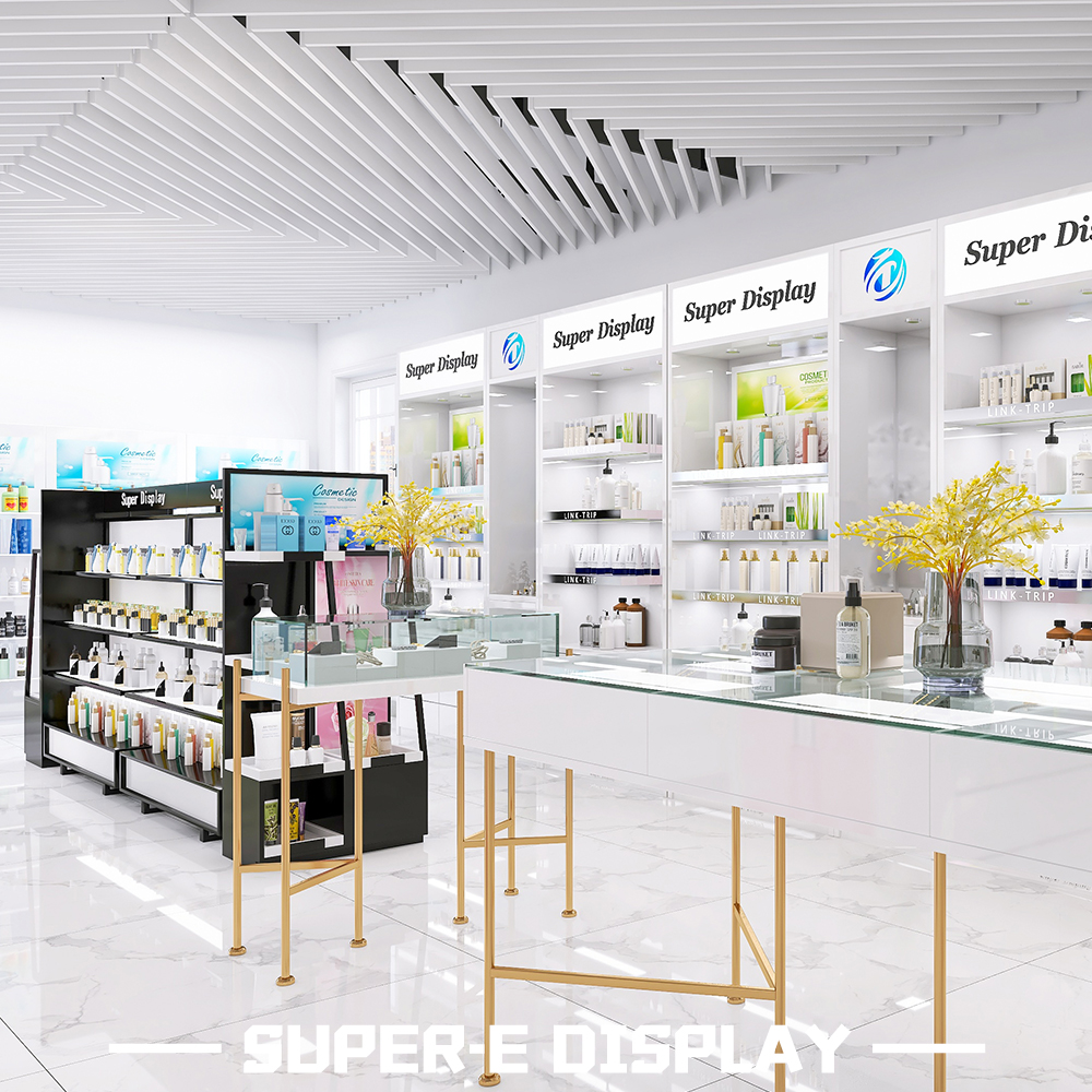 Retail Cosmetics Store Floor-Standing Island Cosmetics Display Racks